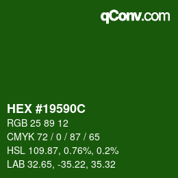 颜色代码: HEX #19590C | qconv.com