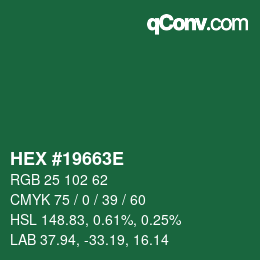 Color code: HEX #19663E | qconv.com