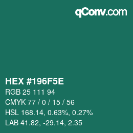 Color code: HEX #196F5E | qconv.com