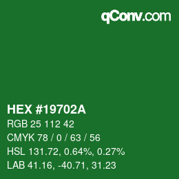 Color code: HEX #19702A | qconv.com