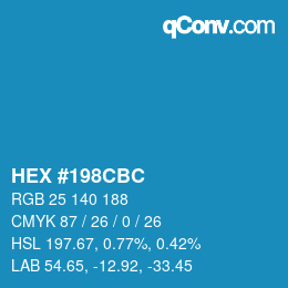 カラーコード: HEX #198CBC | qconv.com
