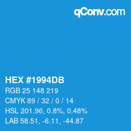 カラーコード: HEX #1994DB | qconv.com