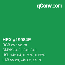 Color code: HEX #19984E | qconv.com