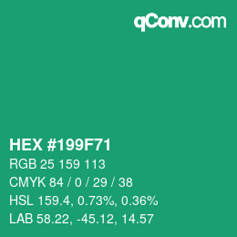 颜色代码: HEX #199F71 | qconv.com