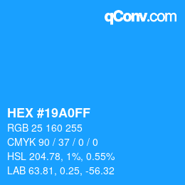 Color code: HEX #19A0FF | qconv.com