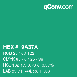 颜色代码: HEX #19A37A | qconv.com