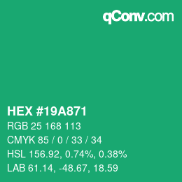 Color code: HEX #19A871 | qconv.com