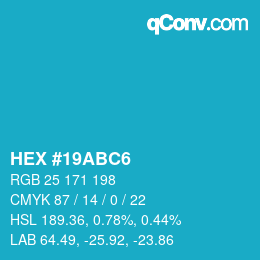 Code couleur: HEX #19ABC6 | qconv.com