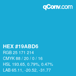 Farbcode: HEX #19ABD6 | qconv.com
