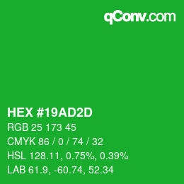 Color code: HEX #19AD2D | qconv.com