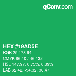 Código de color: HEX #19AD5E | qconv.com