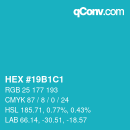 Farbcode: HEX #19B1C1 | qconv.com