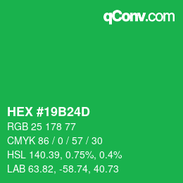 Color code: HEX #19B24D | qconv.com