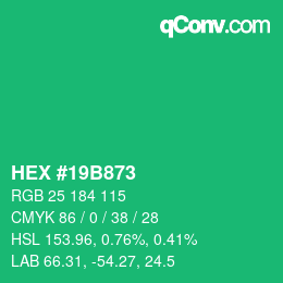 Code couleur: HEX #19B873 | qconv.com