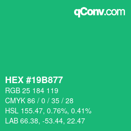 Color code: HEX #19B877 | qconv.com