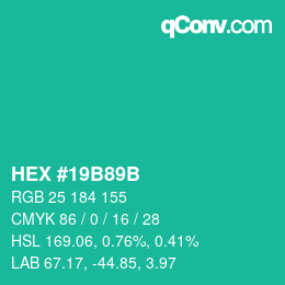 Color code: HEX #19B89B | qconv.com