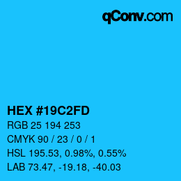 Color code: HEX #19C2FD | qconv.com