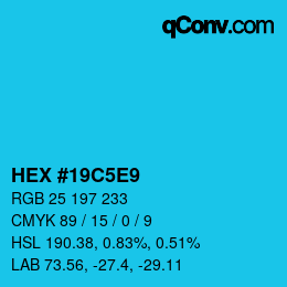 カラーコード: HEX #19C5E9 | qconv.com