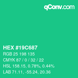 Color code: HEX #19C687 | qconv.com