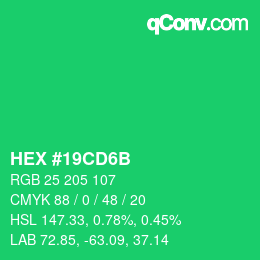 Color code: HEX #19CD6B | qconv.com