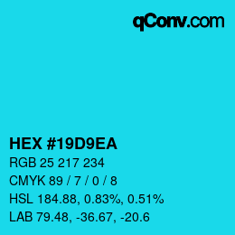 Color code: HEX #19D9EA | qconv.com