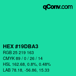 Color code: HEX #19DBA3 | qconv.com