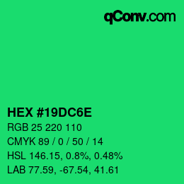 Color code: HEX #19DC6E | qconv.com