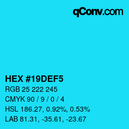 Color code: HEX #19DEF5 | qconv.com