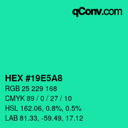 Color code: HEX #19E5A8 | qconv.com
