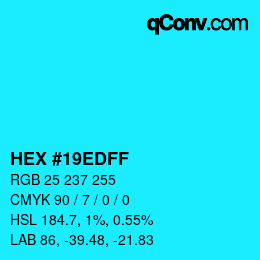 Color code: HEX #19EDFF | qconv.com