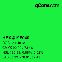 颜色代码: HEX #19F040 | qconv.com