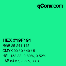 Color code: HEX #19F191 | qconv.com