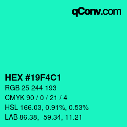 Color code: HEX #19F4C1 | qconv.com