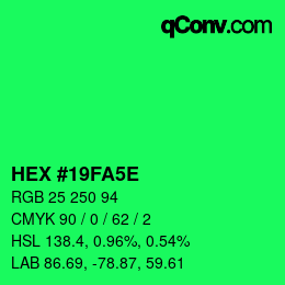 Farbcode: HEX #19FA5E | qconv.com
