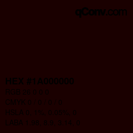 Farbcode: HEX #1A000000 | qconv.com