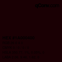Farbcode: HEX #1A000400 | qconv.com