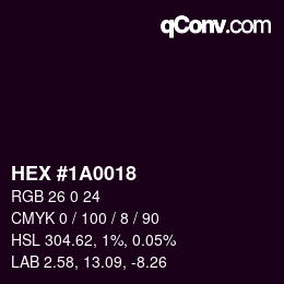 颜色代码: HEX #1A0018 | qconv.com