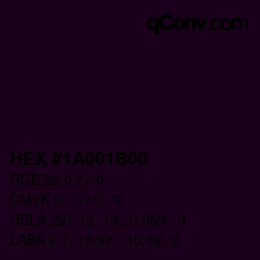 Farbcode: HEX #1A001B00 | qconv.com