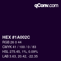 Color code: HEX #1A002C | qconv.com