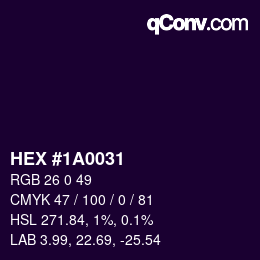 Color code: HEX #1A0031 | qconv.com