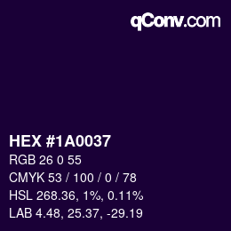Color code: HEX #1A0037 | qconv.com