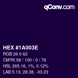 Color code: HEX #1A003E | qconv.com