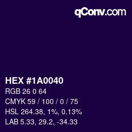 Color code: HEX #1A0040 | qconv.com