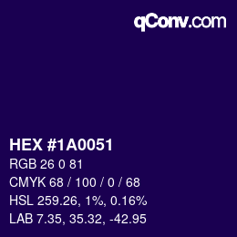 Color code: HEX #1A0051 | qconv.com