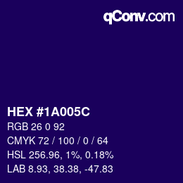 Color code: HEX #1A005C | qconv.com