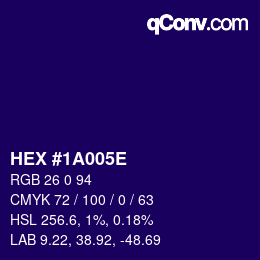 Color code: HEX #1A005E | qconv.com