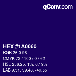 Color code: HEX #1A0060 | qconv.com