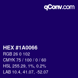 Color code: HEX #1A0066 | qconv.com