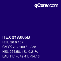 Color code: HEX #1A006B | qconv.com