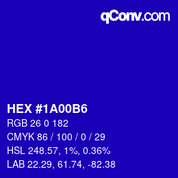 Color code: HEX #1A00B6 | qconv.com